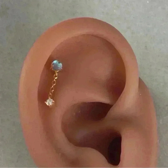 Modest Lu Jewelry - COPY - Gold Opal Crystal Dangle Cartilage Earring Brand New